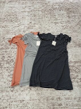 Lauren Conrad Knit Dresses - Navy Stripe, orange stripe & Gray Dot, size M, NWT